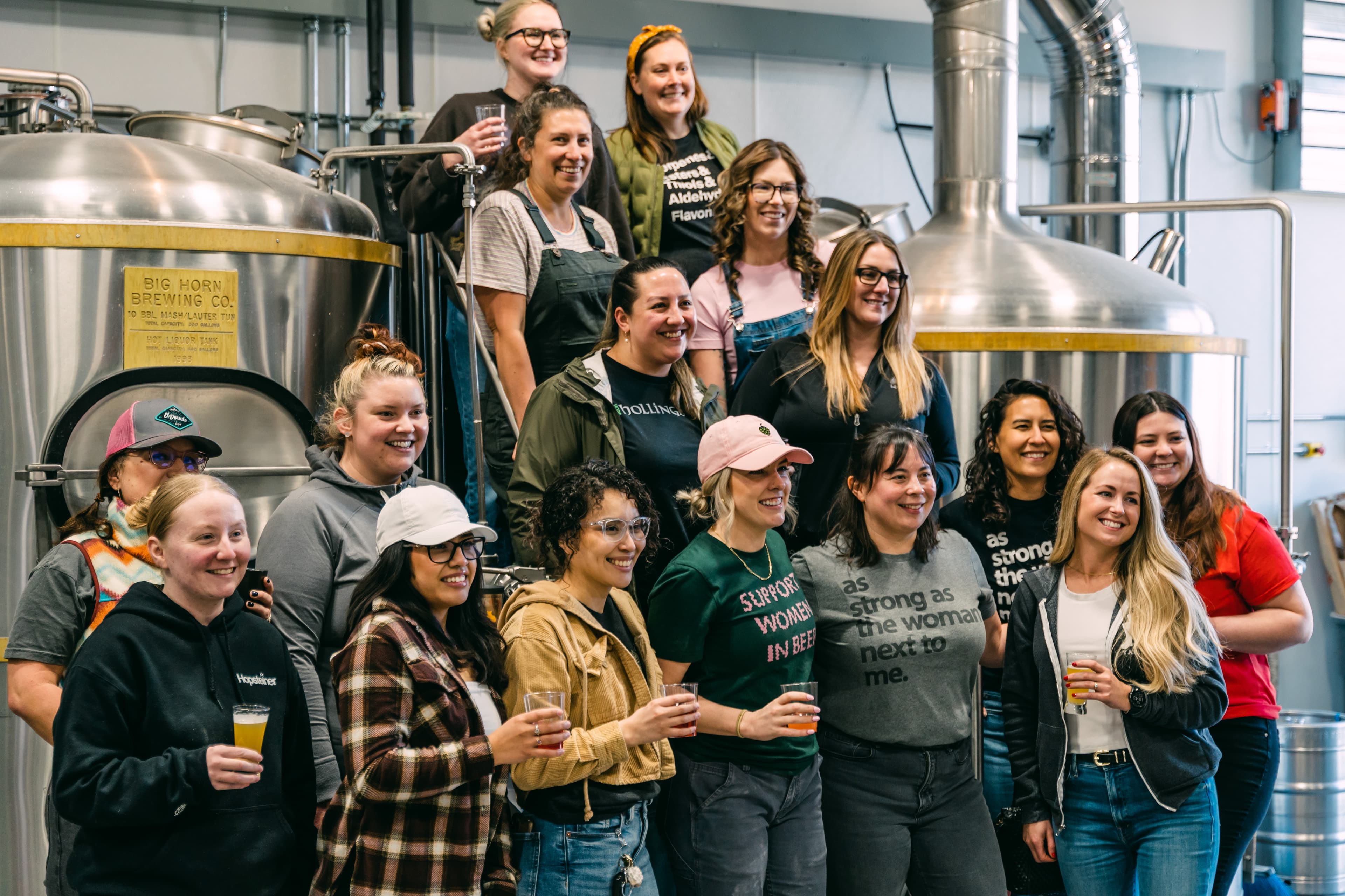 Group of women gathered on brewdeck smiling